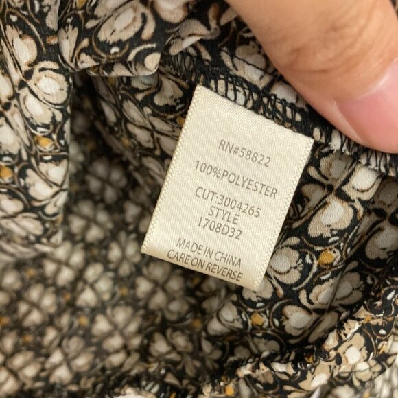 New Max Studio Brown Cream Floral Geometric Boho Print Ruffle Detail Blouse XL - Picture 7 of 10